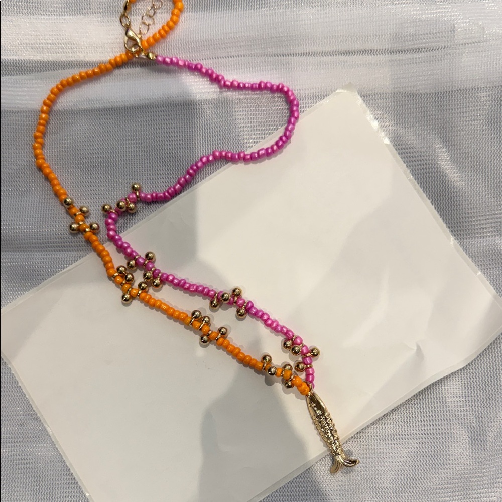 Colorful Beaded Necklace with Gold Accents